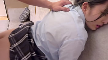 Asian 18-year-old with puny fun bags practices mighty rear end fashion fuck-fest with a phat penis, resulting in a mighty ejaculation